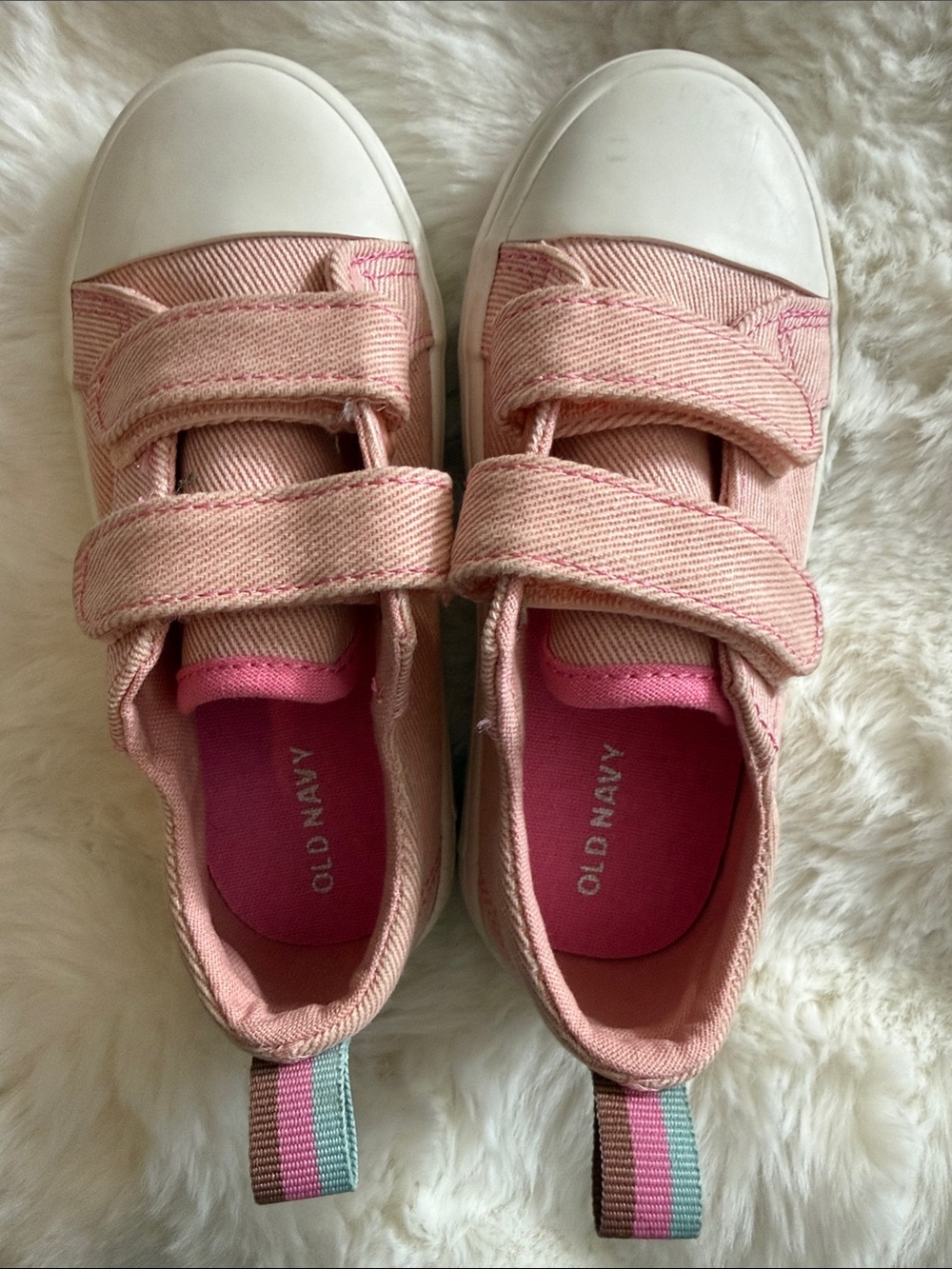 Old Navy Peachy Pink Canvas Hook-and-Loop Kids Sneakers Size 8